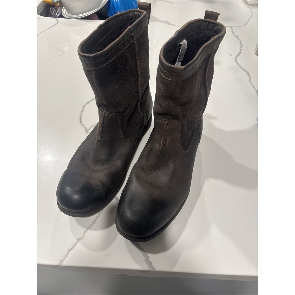 Ugg Lerette Mens Brown Leather Boots Size 9.5